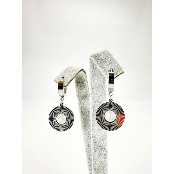 Gümüş Yuvarlak Sedefli Küpe